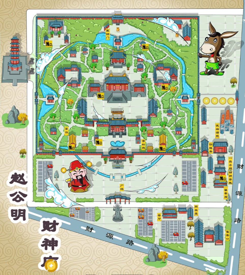新蔡寺庙类手绘地图